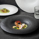 Textured White Wide Rim Ceramic Plate