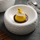 Tire Textured Ceramic Bowl, Round, for Desserts and Appetizers