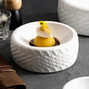 Tire Textured Ceramic Bowl, Round, for Desserts and Appetizers