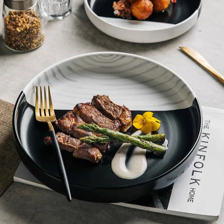 Two-Tone Ceramic Dinner Plate