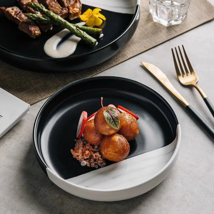 Two-Tone Ceramic Dinner Plate