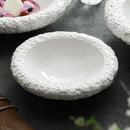 Volcanic Edge Textured White Ceramic Bowl