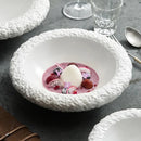 Volcanic Edge Textured White Ceramic Bowl