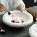 Volcanic Edge Textured White Ceramic Bowl