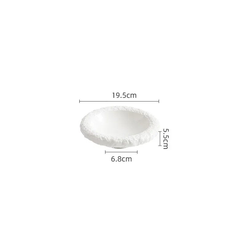 Volcanic Edge Textured White Ceramic Bowl