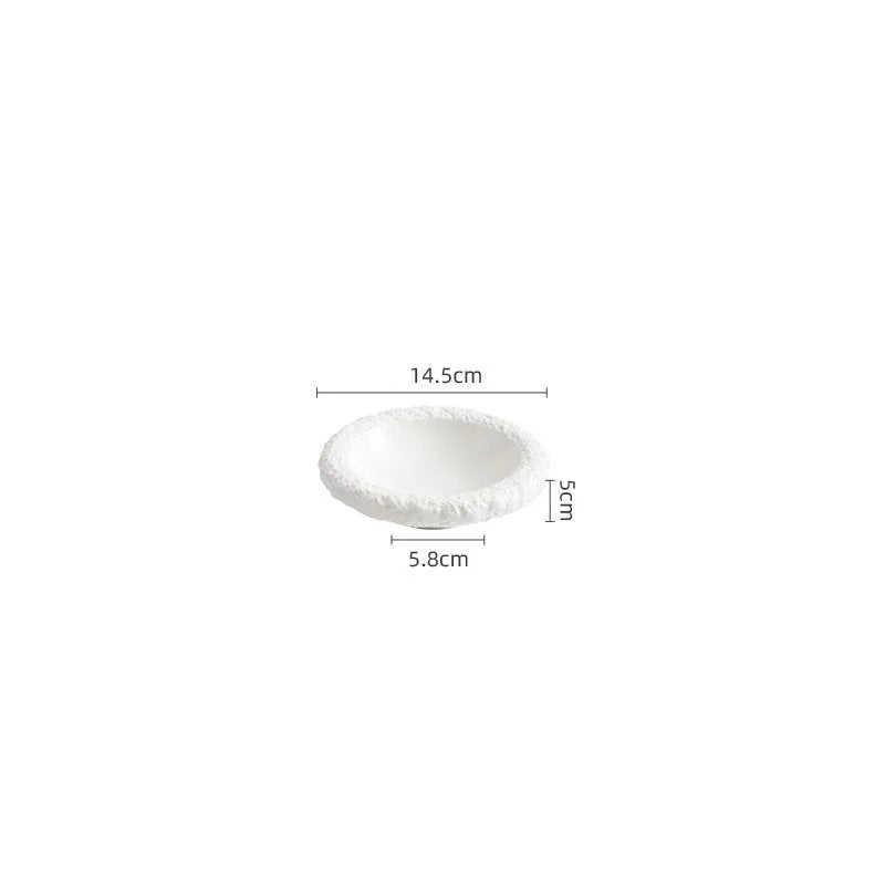 Volcanic Edge Textured White Ceramic Bowl