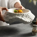 Volcanic Rock Inspired Ceramic White Bowl