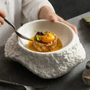 Volcanic Rock Inspired Ceramic White Bowl