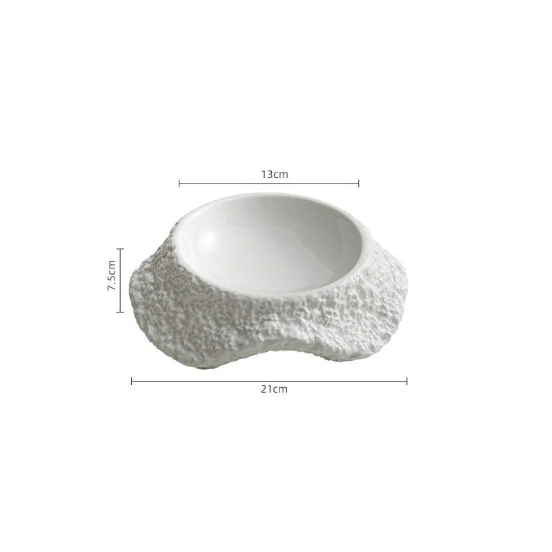 Volcanic Rock Inspired Ceramic White Bowl