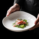 Wave Embossed Ivory Ceramic Plate