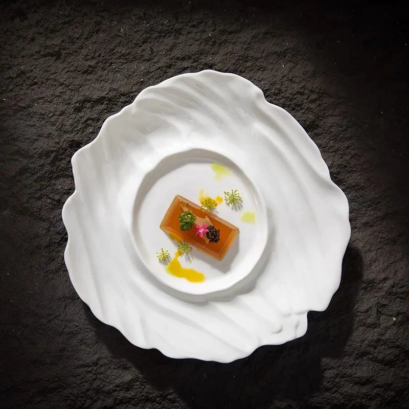 Wave-Inspired Fine Dining Ceramic Plate