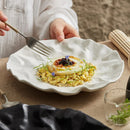 Wavy Rim White Ceramic Plate for Artistic Food Presentation