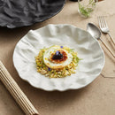 Wavy Rim White Ceramic Plate for Artistic Food Presentation