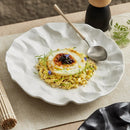 Wavy Rim White Ceramic Plate for Artistic Food Presentation