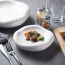 White Asymmetric Ceramic Plate, for Appetizers and Main Courses