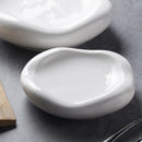 White Asymmetric Ceramic Plate, for Appetizers and Main Courses