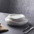 White Asymmetric Ceramic Plate, for Appetizers and Main Courses