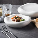 White Asymmetric Ceramic Plate, for Appetizers and Main Courses