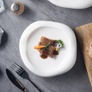 White Asymmetric Ceramic Plate, for Appetizers and Main Courses