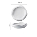 White Asymmetric Ceramic Plate, for Appetizers and Main Courses