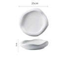 White Asymmetric Ceramic Plate, for Appetizers and Main Courses
