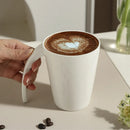 White Ceramic Coffee Mug, Sculptural Curved Handle
