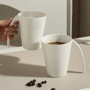 White Ceramic Coffee Mug, Sculptural Curved Handle