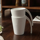 White Ceramic Coffee Mug, Sculptural Curved Handle