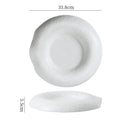 White Ceramic Fine Dining Plate, Irregular with Wide Rim