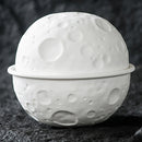 White Ceramic Lidded Moon Surface Covered Bowl