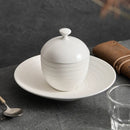 White Ceramic Lidded Soup Cup with Matching Saucer