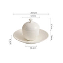 White Ceramic Lidded Soup Cup with Matching Saucer