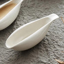 White Ceramic Sauce Boat Elegant Gravy and Dressing Server