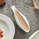 White Ceramic Sauce Boat Elegant Gravy and Dressing Server