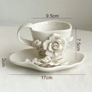 White Floral Ceramic Tea Cup and Saucer Set
