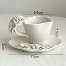 White Floral Ceramic Tea Cup and Saucer Set
