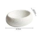White Geometric Textured Ceramic Bowl, Round, for Soups and Pasta