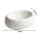 White Geometric Textured Ceramic Bowl, Round, for Soups and Pasta