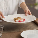 White Hammered Porcelain Plate, for Steak and Desserts, 8.4–12.2 in