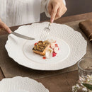 White Hammered Porcelain Plate, for Steak and Desserts, 8.4–12.2 in