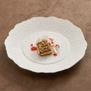 White Hammered Porcelain Plate, for Steak and Desserts, 8.4–12.2 in