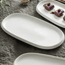 White Oval Serving Plate with Textured Rim for Elegant Dining