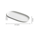 White Oval Serving Plate with Textured Rim for Elegant Dining