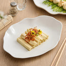 White Oval Wavy-Edge Ceramic Plate for Elegant Serving