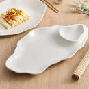 White Oval Wavy-Edge Ceramic Plate for Elegant Serving