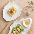 White Oval Wavy-Edge Ceramic Plate for Elegant Serving