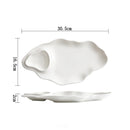 White Oval Wavy-Edge Ceramic Plate for Elegant Serving