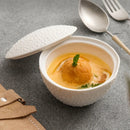 White Round Dotted Textured Ceramic Bowl with Lid