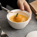 White Round Dotted Textured Ceramic Bowl with Lid