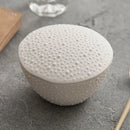 White Round Dotted Textured Ceramic Bowl with Lid